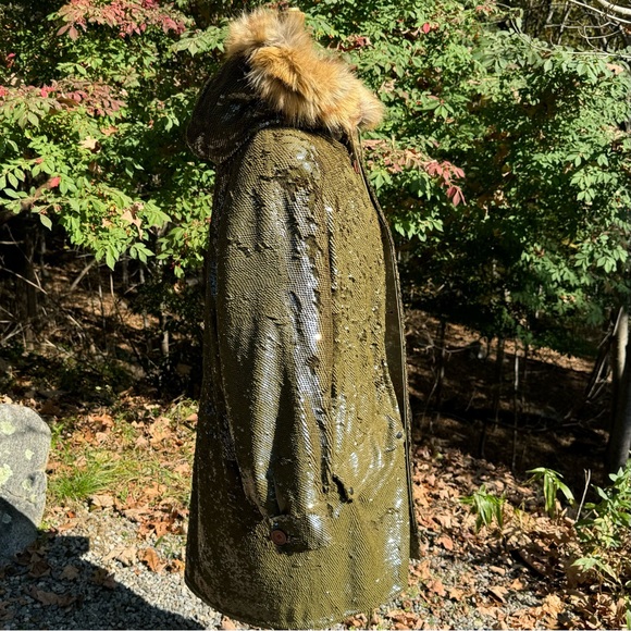 Ashish Olive Sequin Parka w Leopard Fur like featured in Ab Fab - Picture 7 of 16